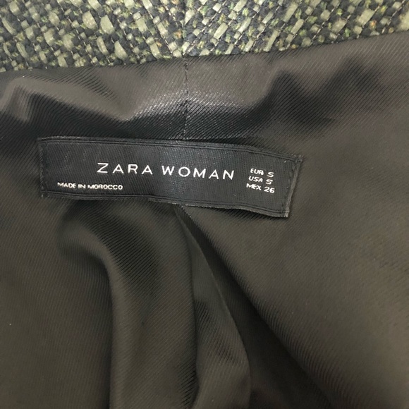 Zara Tweed Green Blazer Gold Accents - Picture 6 of 8